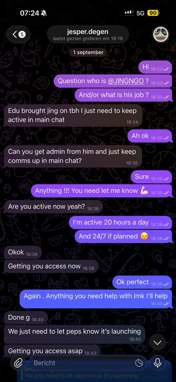 The access being moved around, in his own words, in the hour before launch. Phone clock runs UTC+1.